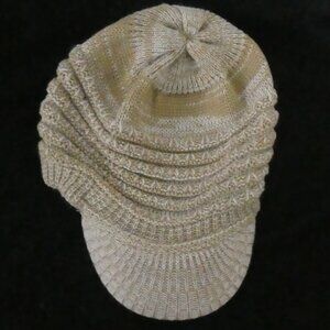 EPOCH HATS | OS - one size | Beige Textured Knit Cap With Visor